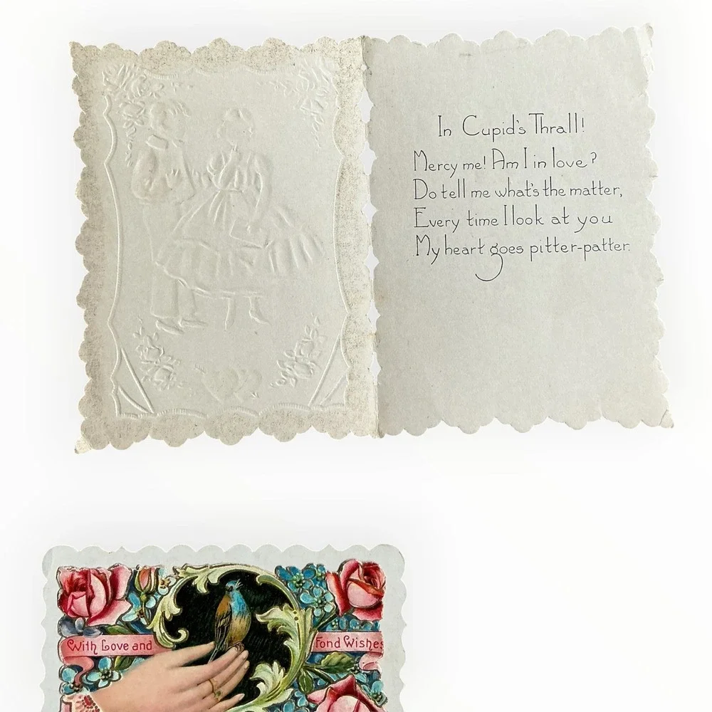 Antique Whitney Made Valentines Lot of 4 Die Cut Embossed Worcester Mass
